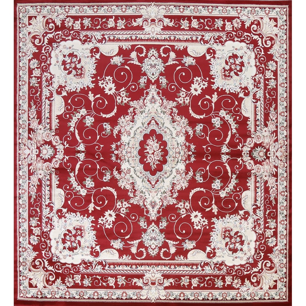 Red Floral Medallion Transitional Turkish Rug Oriental Carpet