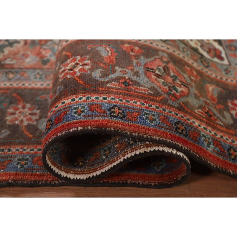 Hand Knotted Oriental 100% Wool Carpet Traditional Floral Red Heriz Area Rug - 10' 0'' X 7' 1''