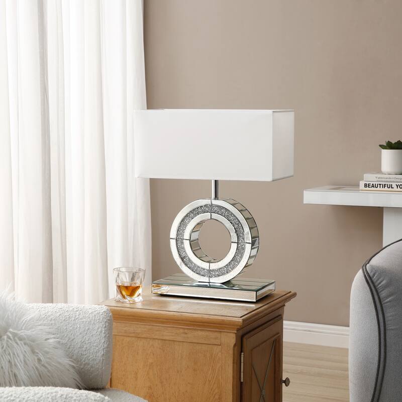 Decor 20.9 in. Silver Table Lamp with White Lampshade