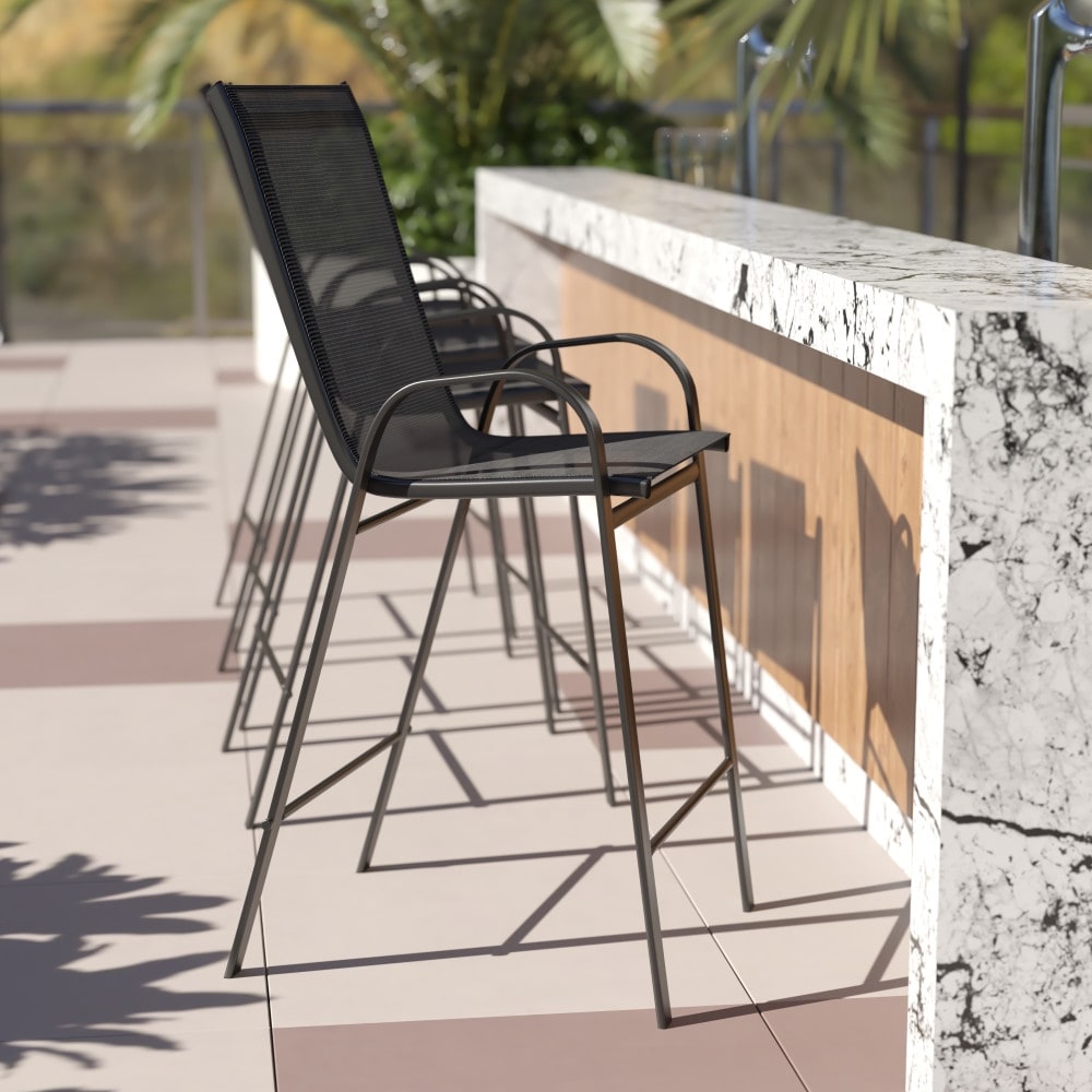 4 Pack Outdoor Barstools with Flex Comfort Material - Patio Stool