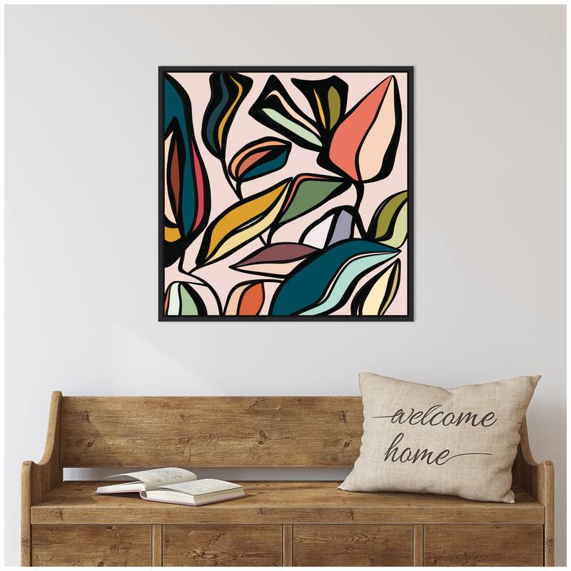 Kate and Laurel Fanciful Ficus SQ Expansion by Alicia Bock Framed Canvas Wall Art Print
