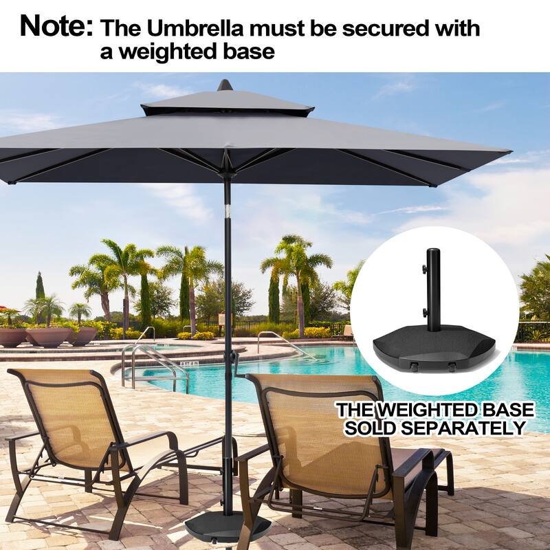 Pellebant 9 x 5 Ft Outdoor Double Top Market Umbrella