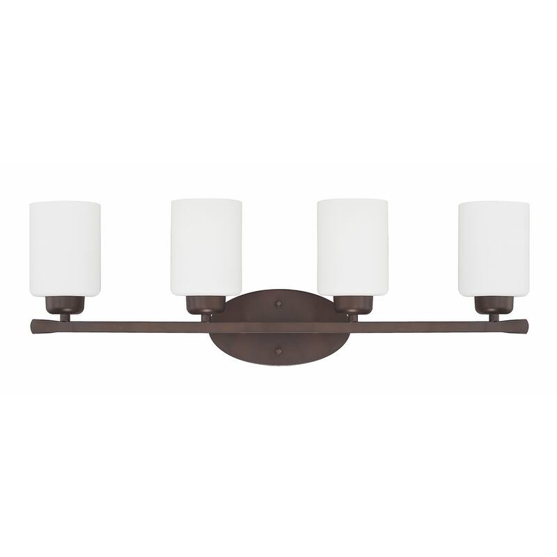 Dixon 28-inch 4-light Bath/ Vanity Fixture w/ Soft White Glass - Bronze