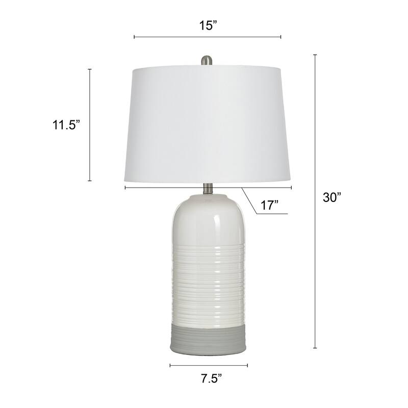 StyleCraft Ceramic Table Lamp - Evian Ivory - Off-White Shade