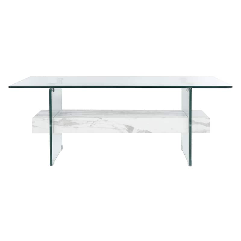 SAFAVIEH Kayley Modern Glass Coffee Table - 43.3" x 23.6" x 16.5"