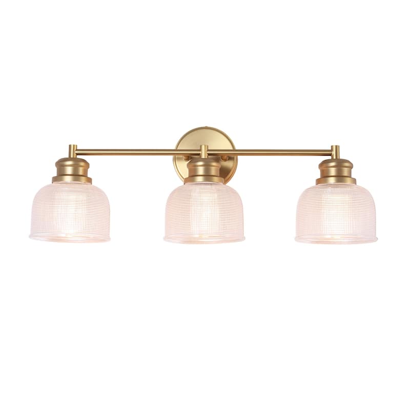 3-Light Modern Linear Bowl Dome Grid Glass Bathroom Vanity Light/ Black, Chrome, Brass Wall Lighting