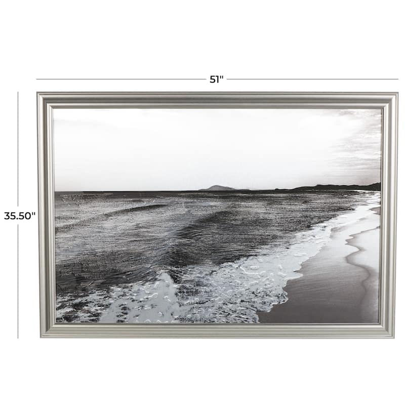 Polystone Landscape Textured Ocean Wall Art with Black and White Accents - Silver - Roche River Decor