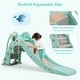 preview thumbnail 8 of 9, 3-in-1 Kids Climber Slide Play Set with Basketball Hoop and Ball-Green - 71" X 21.5" X 31" (L x W x H)