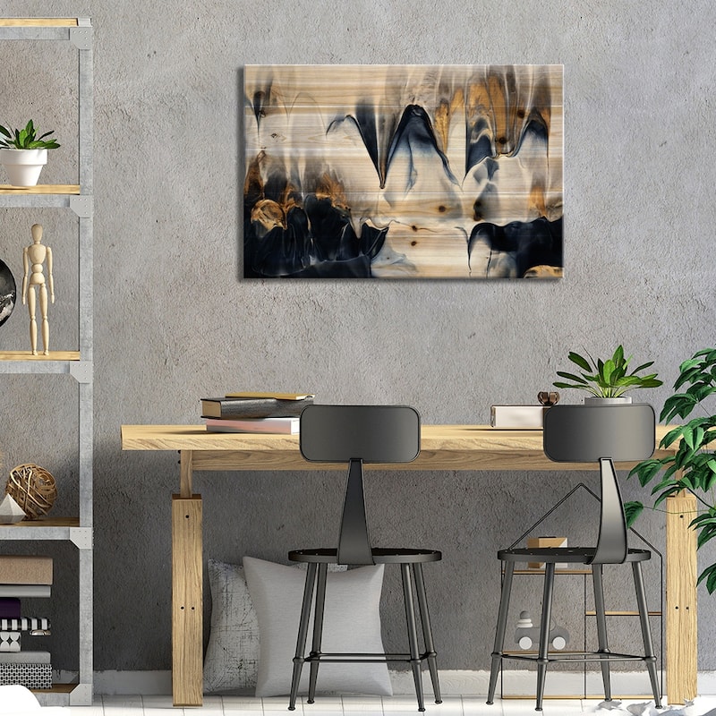 Abstract Flow II Print On Wood by Elisabeth Fredriksson - Multi-Color