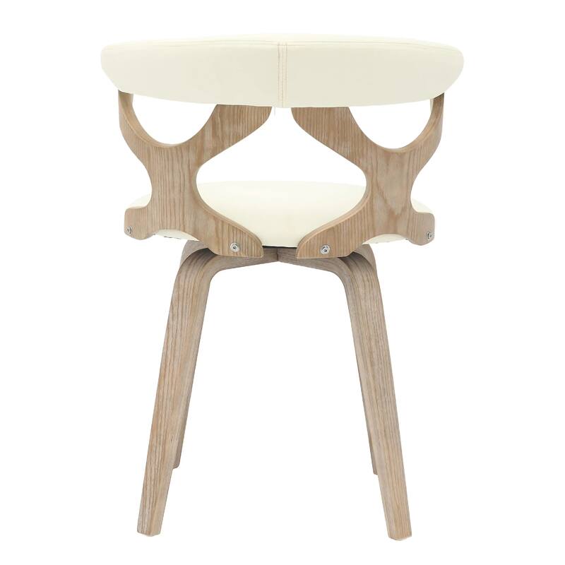 Klyne Leather Dining Chair with Poplar Wood Frame - Mid-Century Wooden Accent Chair with Swivel Base Set of 2
