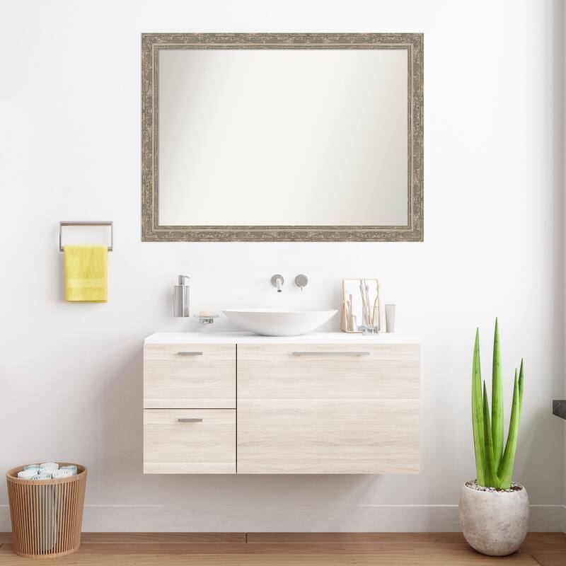 Filigree Non-Beveled Framed Bathroom Vanity Wall Mirror