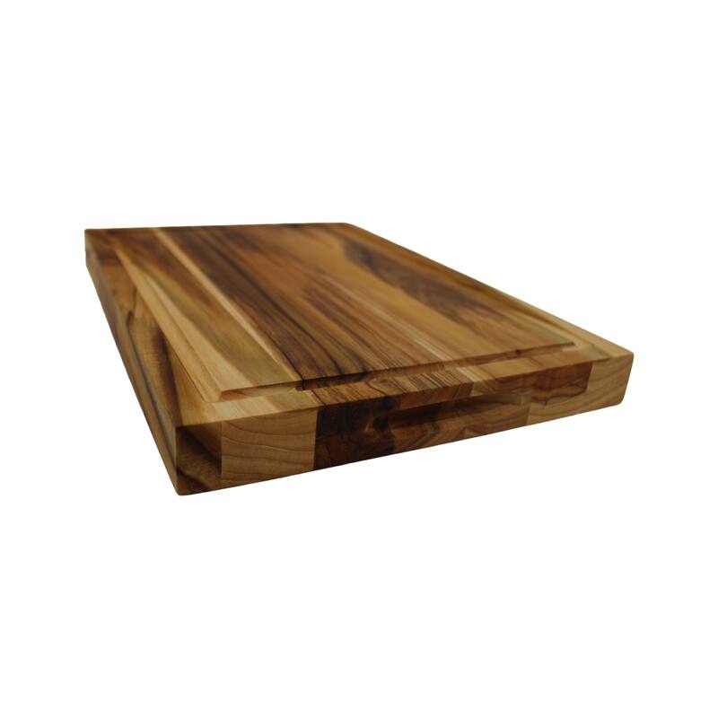 EcoDecors, Teak 14" x 10", Teak Edge Grain Carving Board with a Juice Groove, FSC Certified Compact Wooden Cutting Board