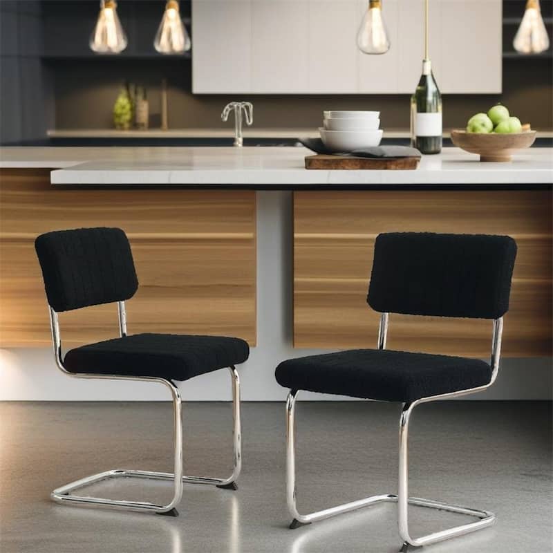Fabric Light Luxury Dining Chair with Metal Legs(Set of 2) - N/A
