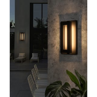 Black Modern 14 inch Outdoor LED Wall Sconce