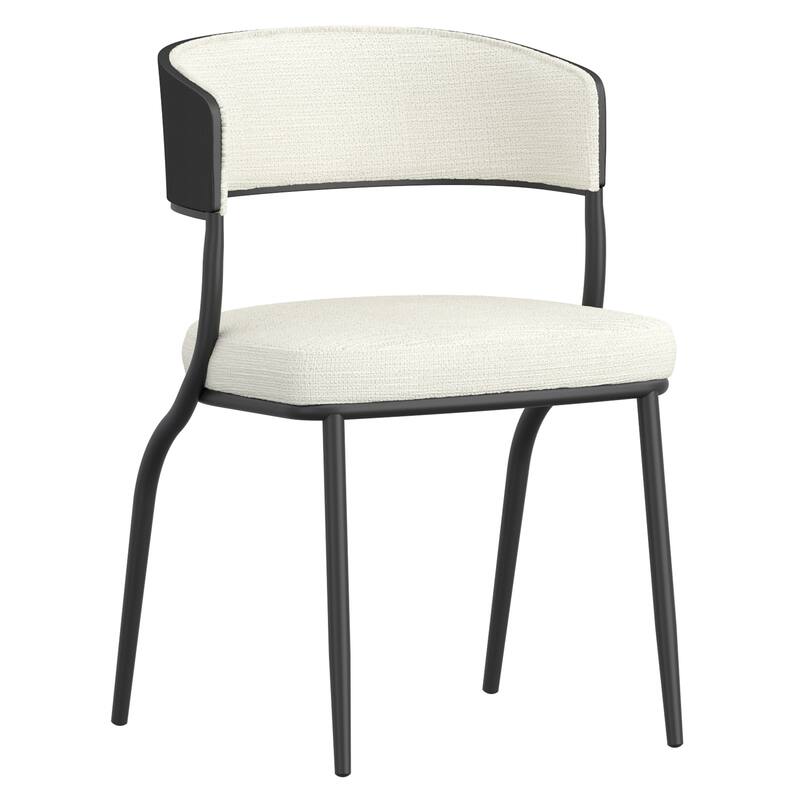 Modern Performance Fabric & Bentwood & Metal Dining Chair, Set of 4 - Dark Beige & Black