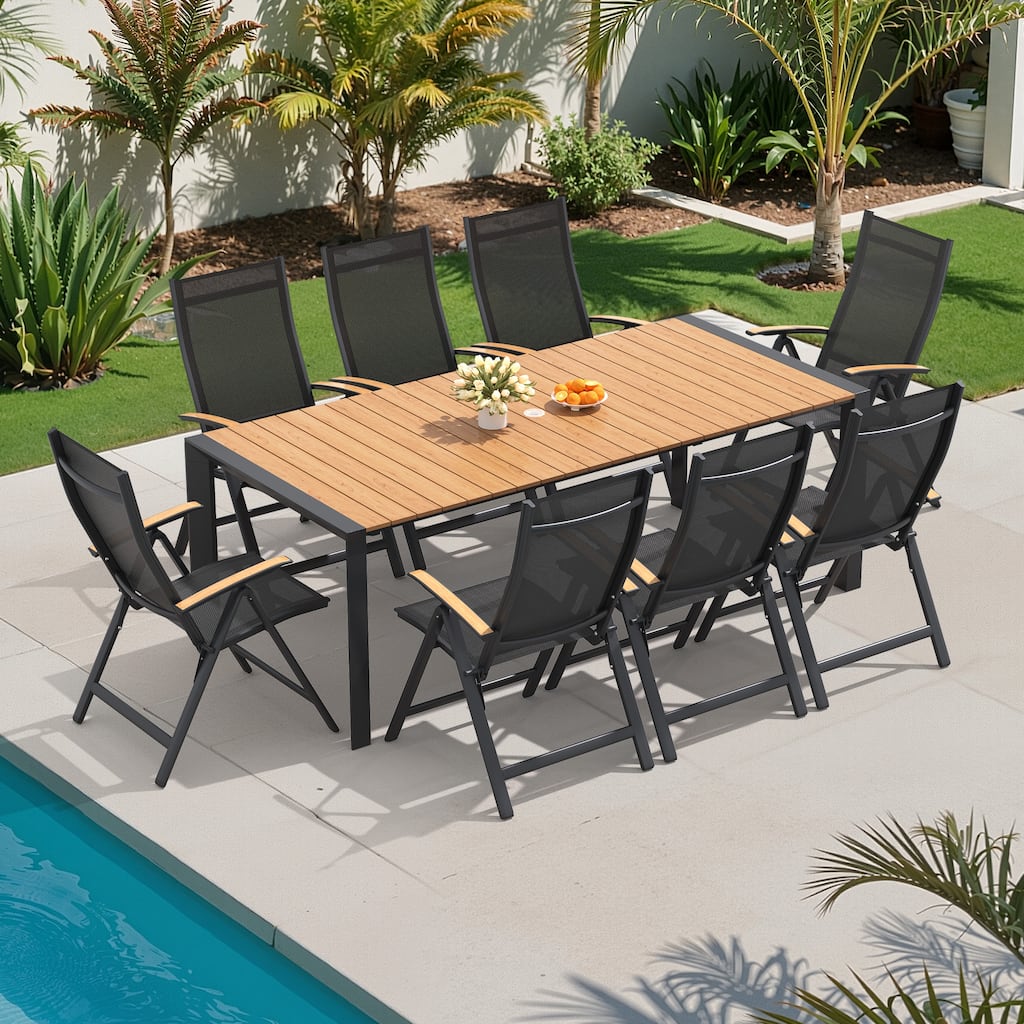7/9-Piece Outdoor Patio Furniture Set Outdoor Aluminum Dining Table and Folding Chairs