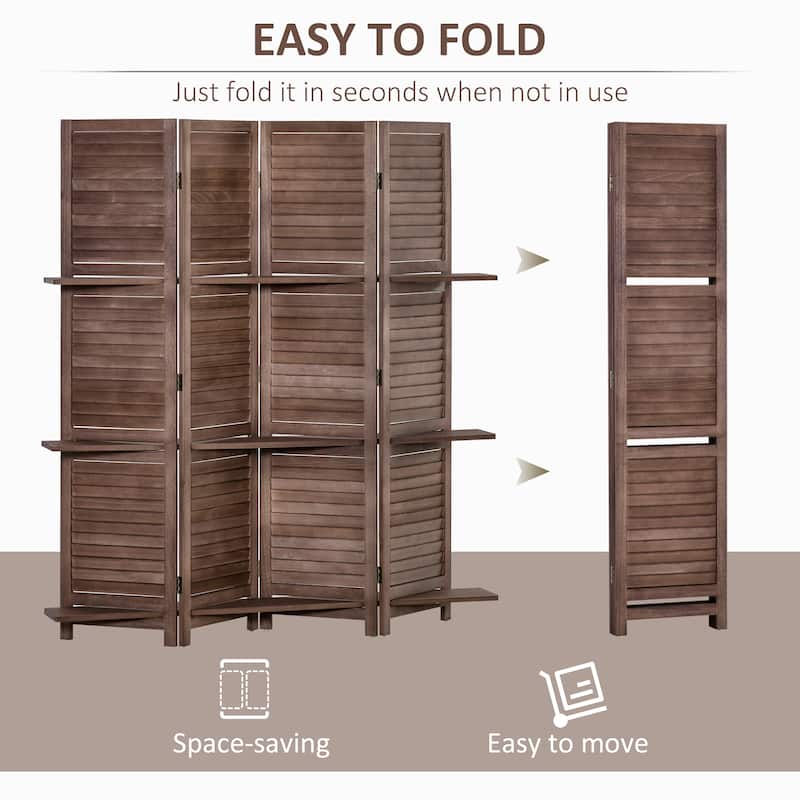 HOMCOM 4-Panel Folding Room Divider, 5.5 Ft Tall Freestanding Privacy Screen Panels for Indoor Bedroom - 63.75" x 0.75" x 67"