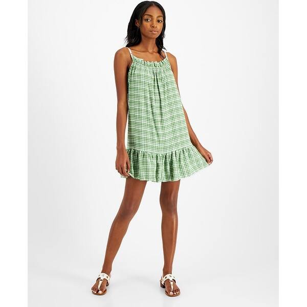 Tommy Jeans Women's Plaid Trapeze Dress Green - Bed Bath & Beyond - 40630657