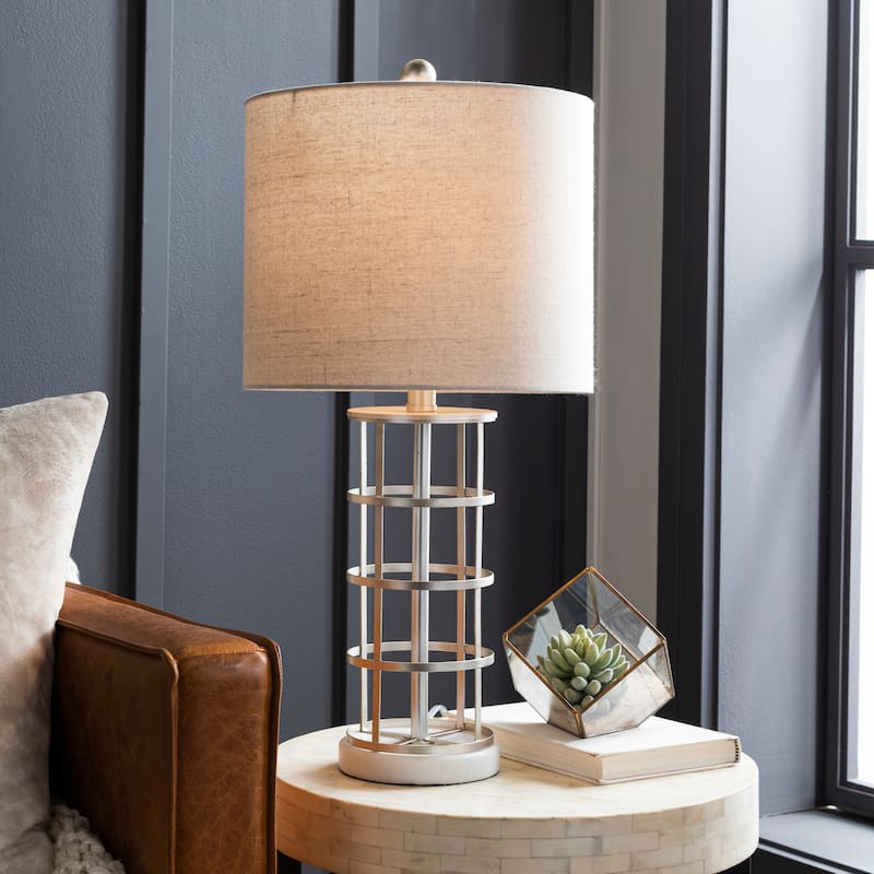 Artistic Weavers Marile Antique Silver Cage Table Lamp - 25"H x 13"W x 13"D - 25"H x 13"W x 13"D - Antiqued Silver