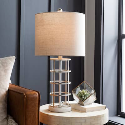 Artistic Weavers Marile Antique Silver Cage Table Lamp - 25"H x 13"W x 13"D