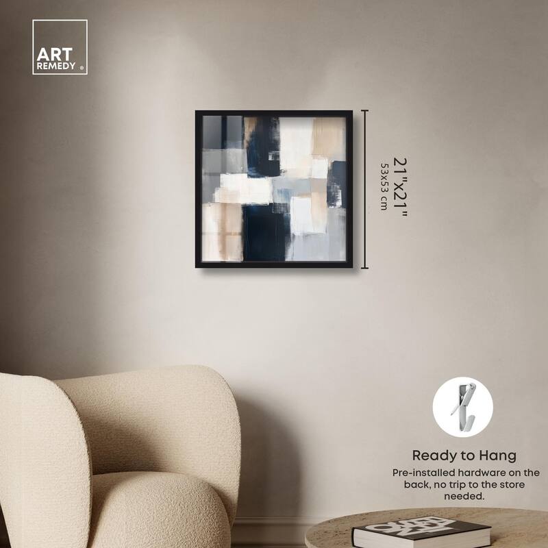 Blue and Tan Abstraction I Shadowbox by Art Remedy