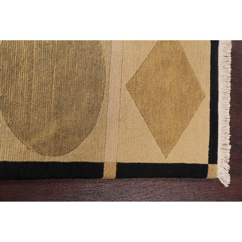 Vegetable Dye Geometric Nepalese Oriental Area Rug Wool Hand-knotted - 4'1" x 6'0"