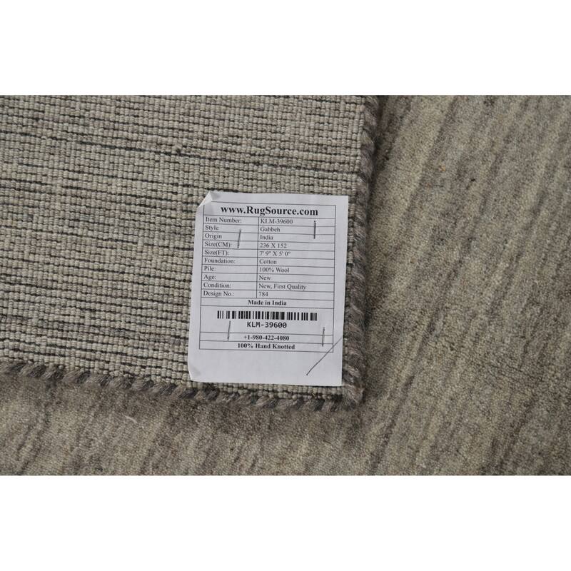 Tribal Gabbeh Indian Area Rug Bedroom Grey Handmade Wool Carpet - 5'0" x 7'9"