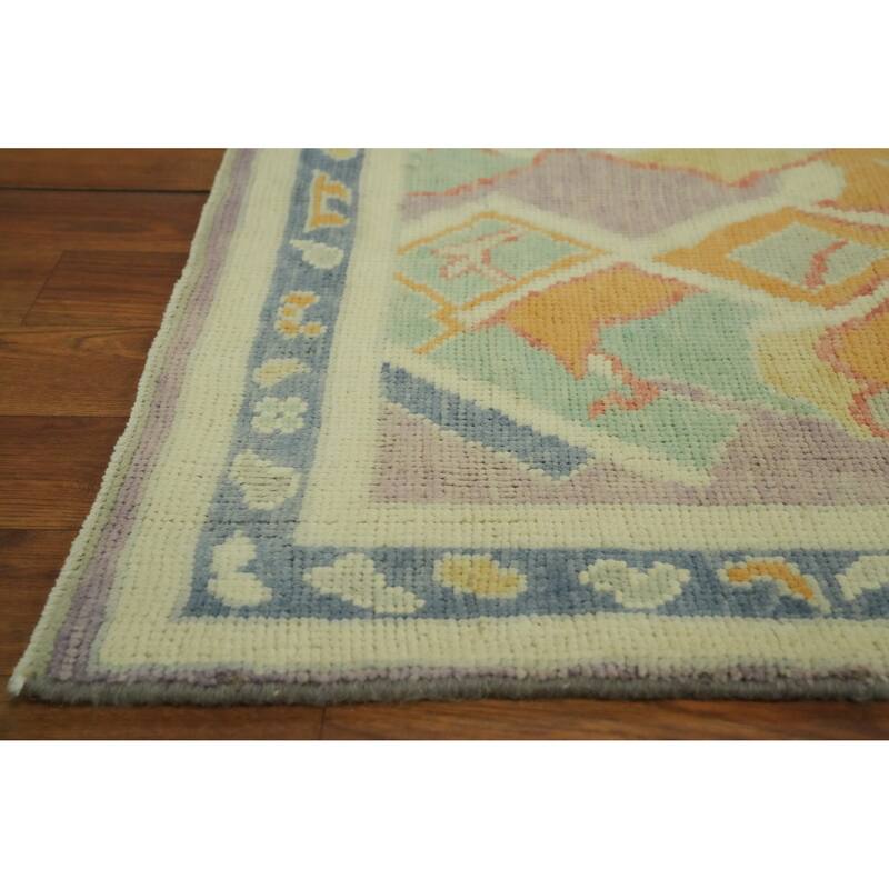 Vegetable Dye Wool Oushak Turkish Runner Rug 3x10 - 9' 10'' X 2' 11''