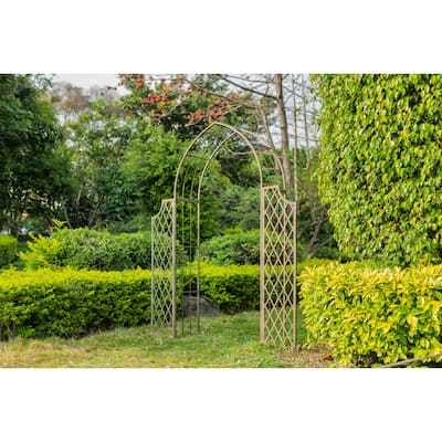 SAFAVIEH Outdoor Living Jaida Victorian Trellis Iron Arbor.