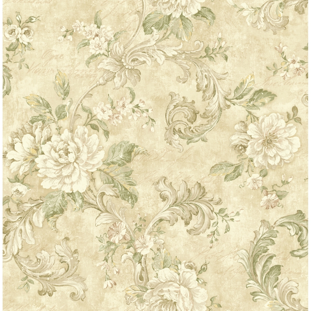 Seabrook Designs Gozzo Floral Acanthus Trail Unpasted Wallpaper