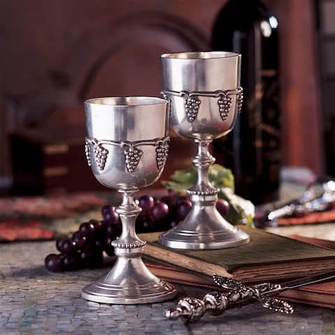 Design Toscano Italian Grape Harvest Pewter Goblets: Set of Two