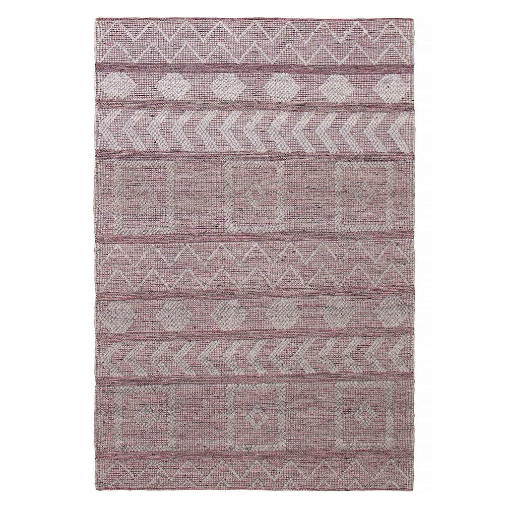 ECARPETGALLERY Braid weave Sienna Grey, Pink Wool Rug - 6'1 x 9'1