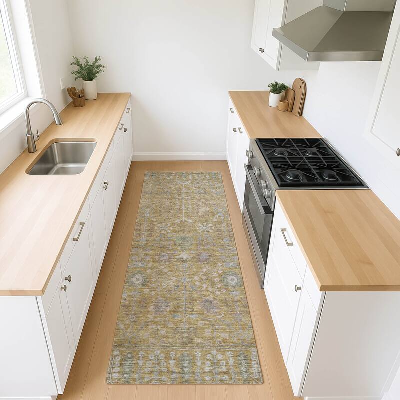 Machine Washable Indoor/ Outdoor Traditional Classic Chantille Rug