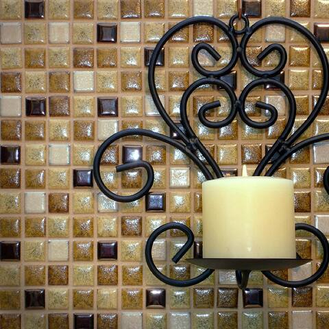 Merola Tile Metal Multi Beige 12.25" x 12.25" Porcelain Mosaic Tile
