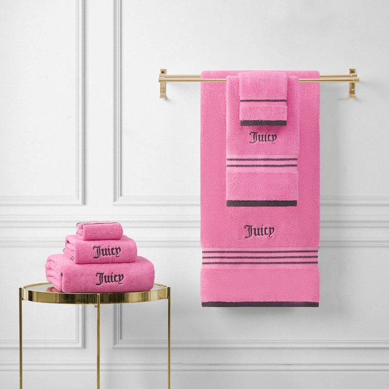 Juicy Couture Neon Border Bath Towels 6-Piece 2 Bath towels 2 Hand towels 2 Washcloths - 28"x54"/16"x26"/12"x12"