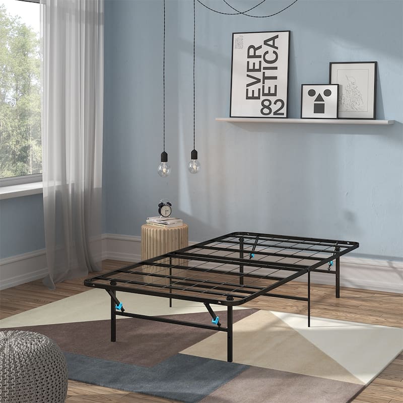Black No Tool Assembly Foldable Bed Frame