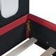 preview thumbnail 8 of 8, Twin Size Race Car-Shaped Platform Bed with Wheels for Kids, PU Leather Wooden Bed w/Wood Slat Support, No Box Spring Needed Red