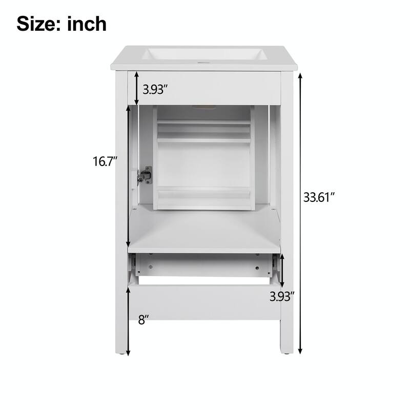 Modern Bathroom Vanity with Ceramic Sink - Soft-Close Drawers, Door Organizer, Divider Drawer