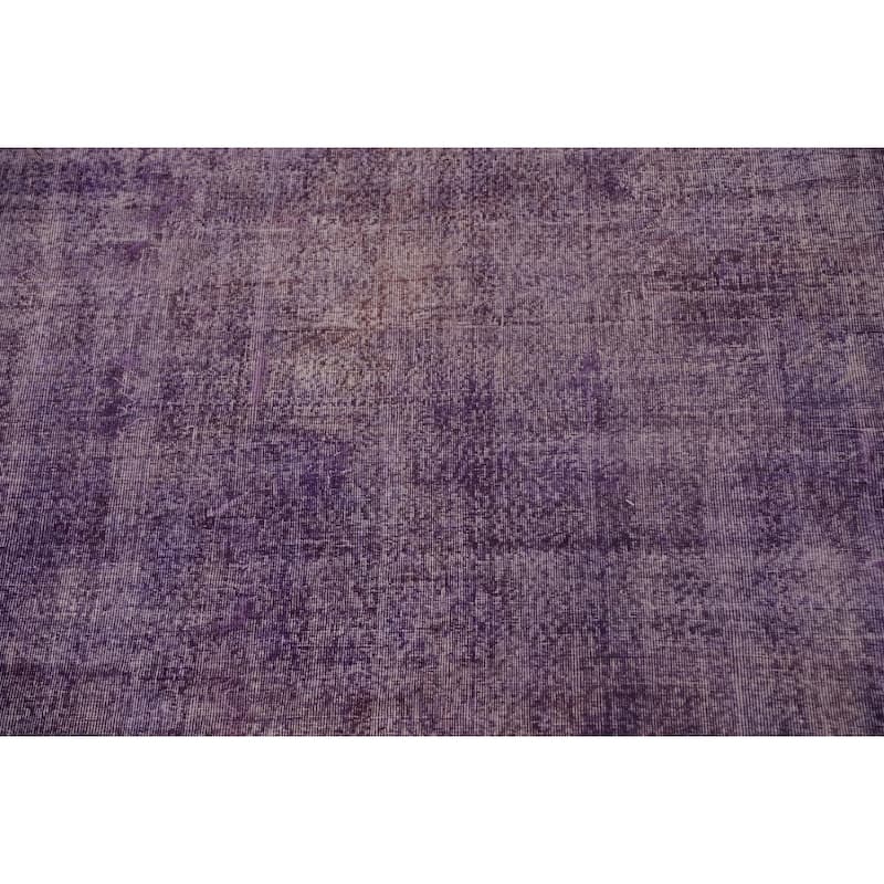 Distressed Anatolian Turkish Vintage Rug Handmade Purple Wool Carpet - 8'1" x 11'8"