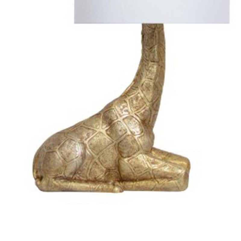 25 Inch Table Lamp, Jungle African Giraffe Statuette Gold Metal Base