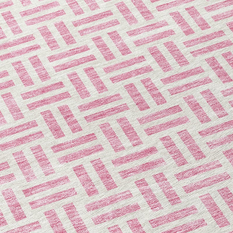 Machine Washable Indoor/ Outdoor Contemporary Basketweave Chantille Rug