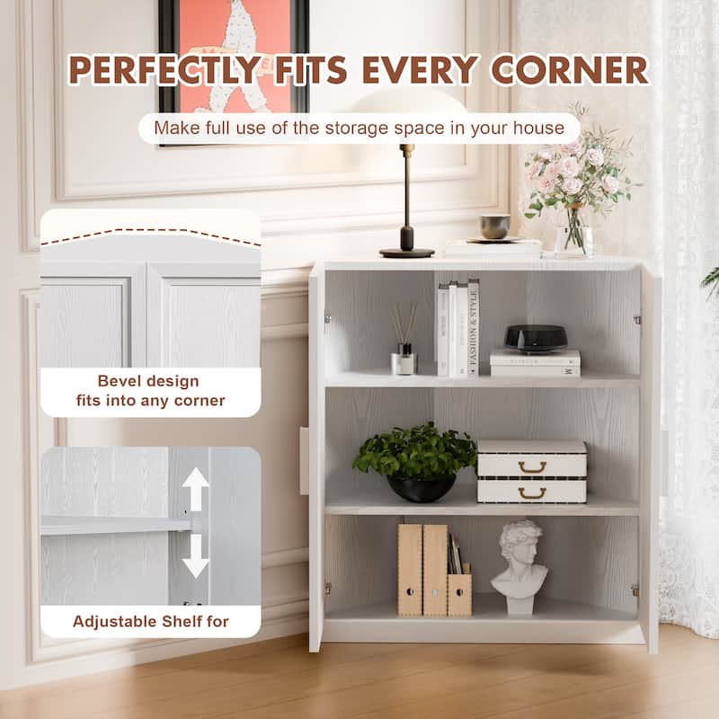 36"H Corner Sideboard Cabinet Free-Standing Corner Storage Organizer