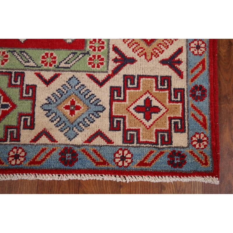 Traditional Red Kazak Area Rug Hand-Knotted Wool Carpet - 5'0" x 6'9"