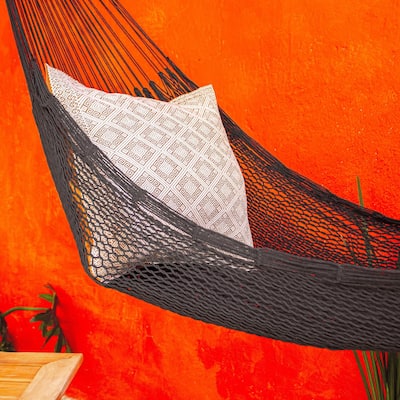 Novica Handmade Uxmal Black Cotton Rope Hammock (Double)