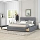 preview thumbnail 5 of 8, Queen Size Upholstered Platform Bed with Twin Size Trundle Storage Bed Frame and 2 Drawers for Kids Teens Adults