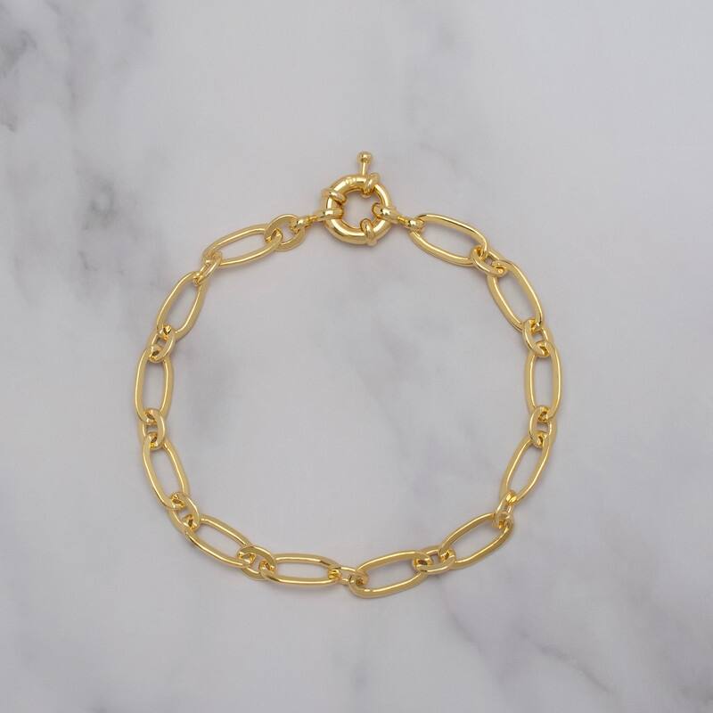 Victoria Townsend Yellow Gold Plated Thin Rolo Link Chain Bracelet