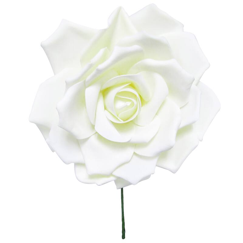 Set of 2 Large Foam Rose Stem Flower Wall Decor Backdrop Art Crafts - 16" D x 5.5" DP - Cream White