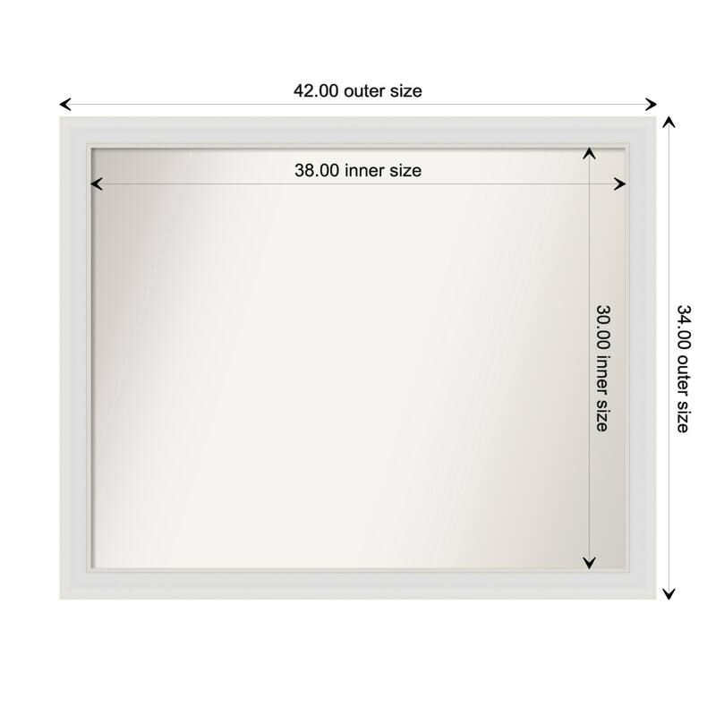 Flair Soft White Narrow Framed Non-Beveled Custom Wall Mirror, Bathroom Vanity Mirror - Outer Size: 42 x 34