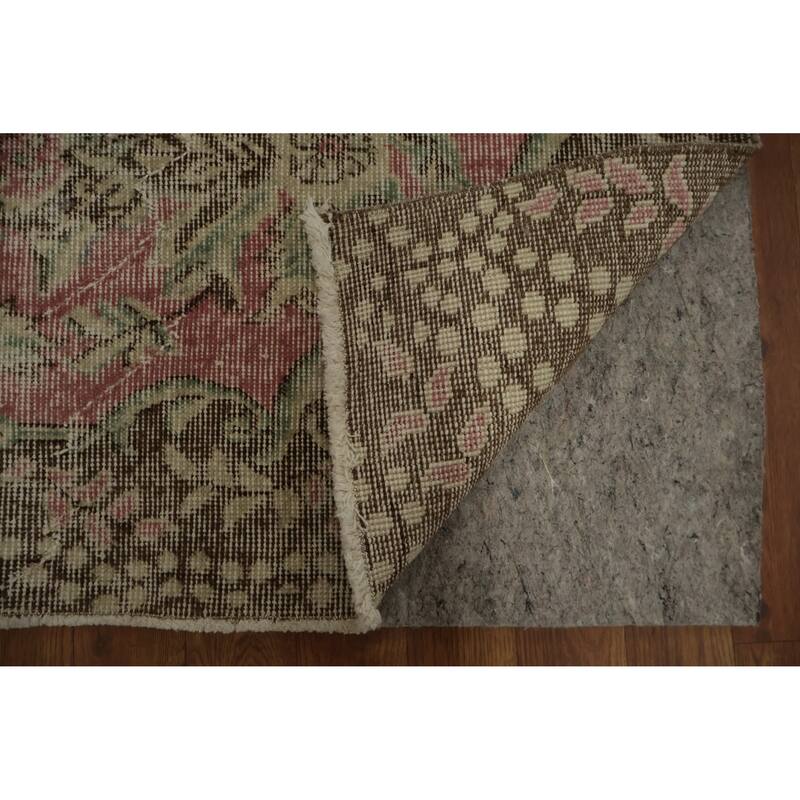 Hand Knotted Oriental 100% Wool Carpet Transitional Floral Green Anatolian Area Rug - 9' 2'' X 5' 2''