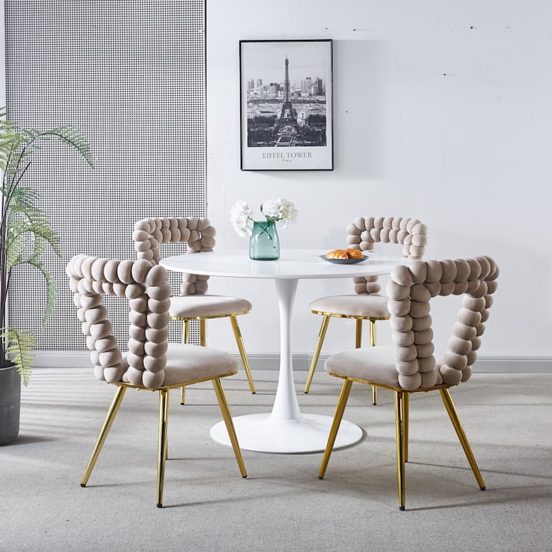 Modern chair(set of 4 )with Iron Tube Legs,Soft Cushions and Comfortable Backrest,Suitable for Dining Room,Living Room